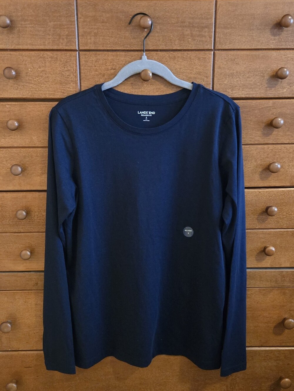 Lands' End Men’s Long Sleeve Crew Neck Shirt - Navy